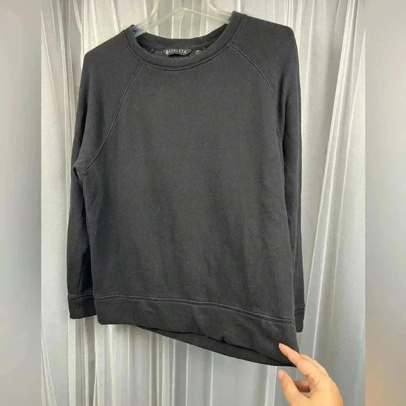 Athleta Basic Black Crew Neck Sweatshirt Cozy Baggy Cotton Blend Women’s Medium - Picture 12 of 12